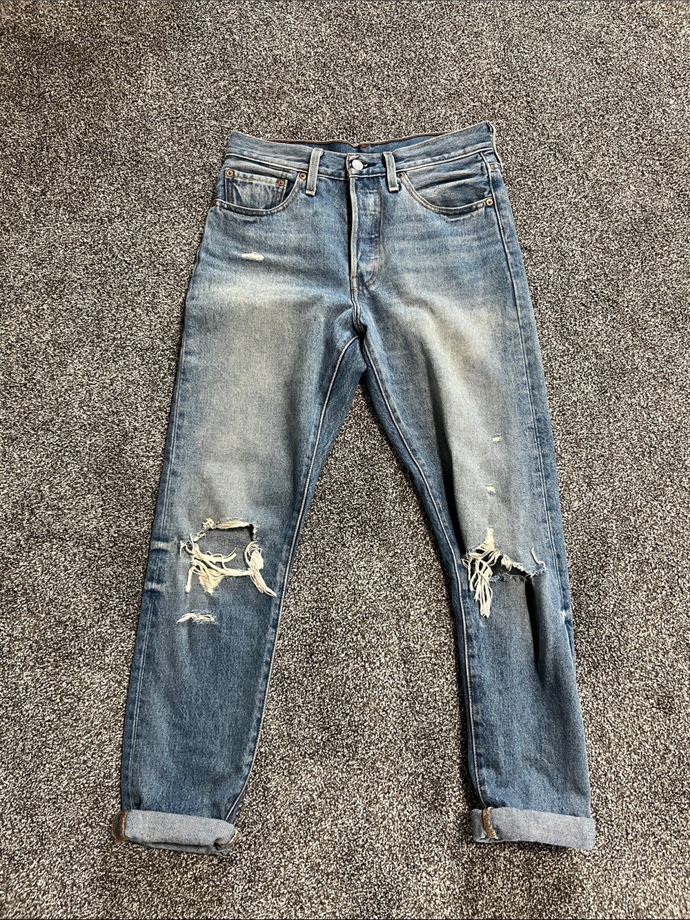 Levi's Light Blue 501® Straight Jeans with Patch Detail